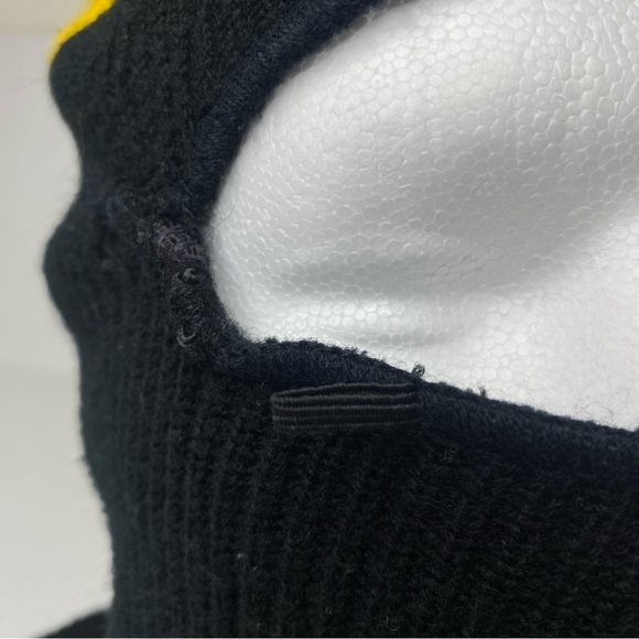 Vintage Snowmobile Full Face Winter Knit Ski Mask Balaclava Black & Yellow - Picture 6 of 7